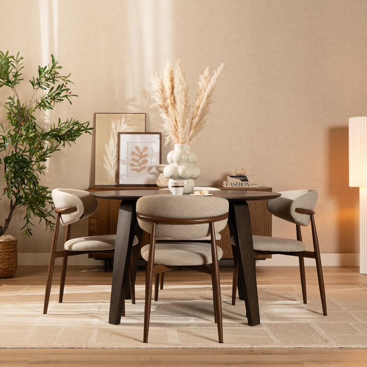 Eetkamerstoel Lara linnen taupe