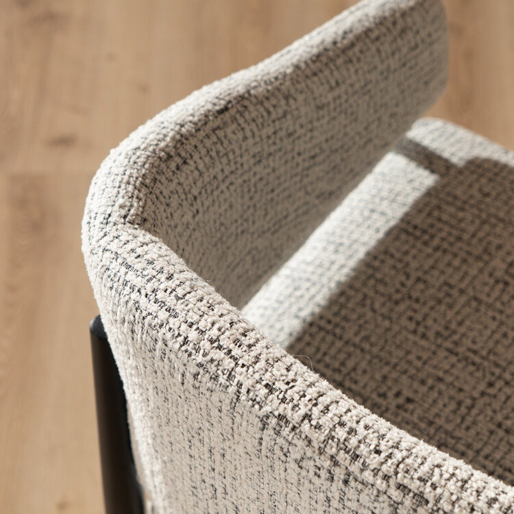 Eetkamerstoel Armin gemêleerde stof off white/zwart