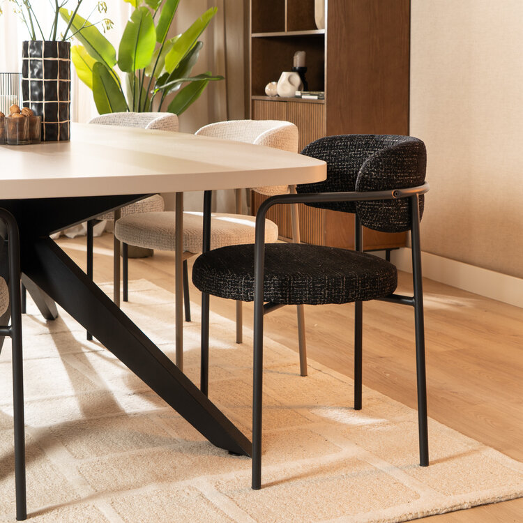 Eetkamerstoel Nicky gemêleerde stof zwart