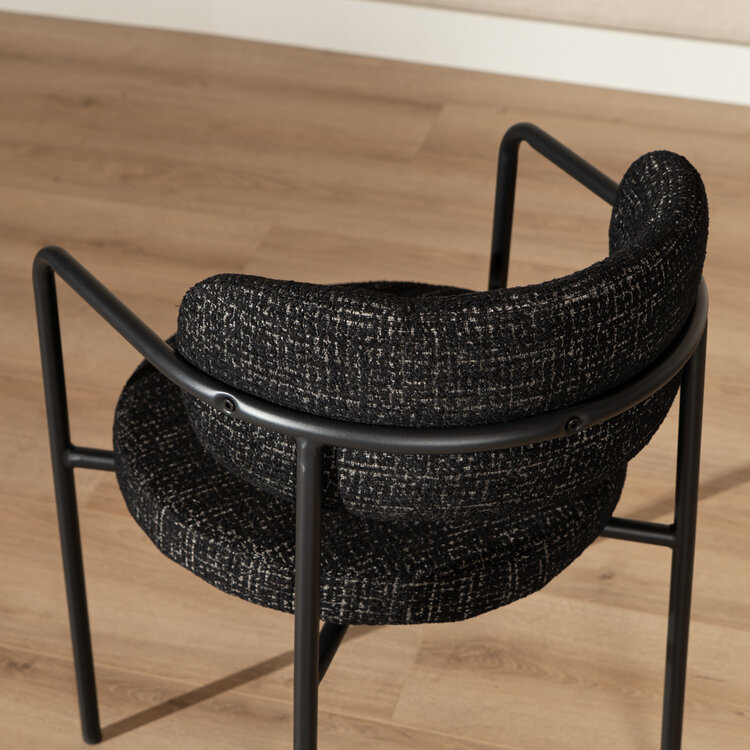 Eetkamerstoel Nicky gemêleerde stof zwart