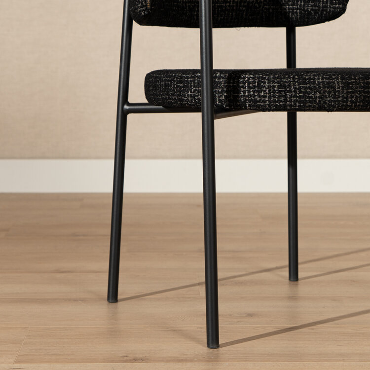 Eetkamerstoel Nicky gemêleerde stof zwart