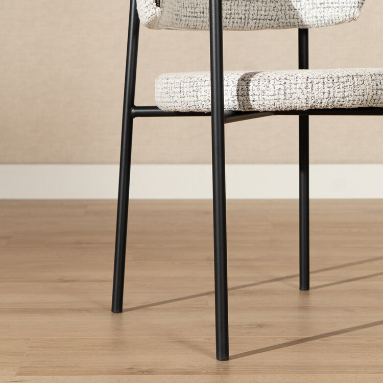 Eetkamerstoel Nicky gemêleerde stof off white/zwart