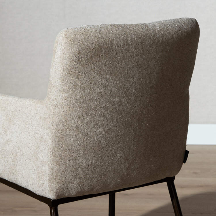 Eetkamerstoel met wieltjes Finn chenille beige