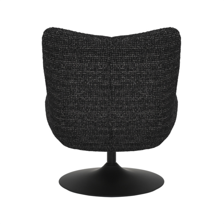 Draaifauteuil Moira gemêleerde stof zwart