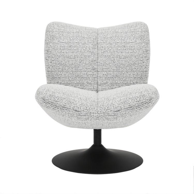 Draaifauteuil Moira gemêleerde stof off white/ zwart