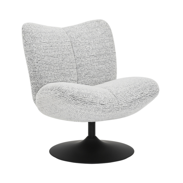 Draaifauteuil Moira gemêleerde stof off white/ zwart
