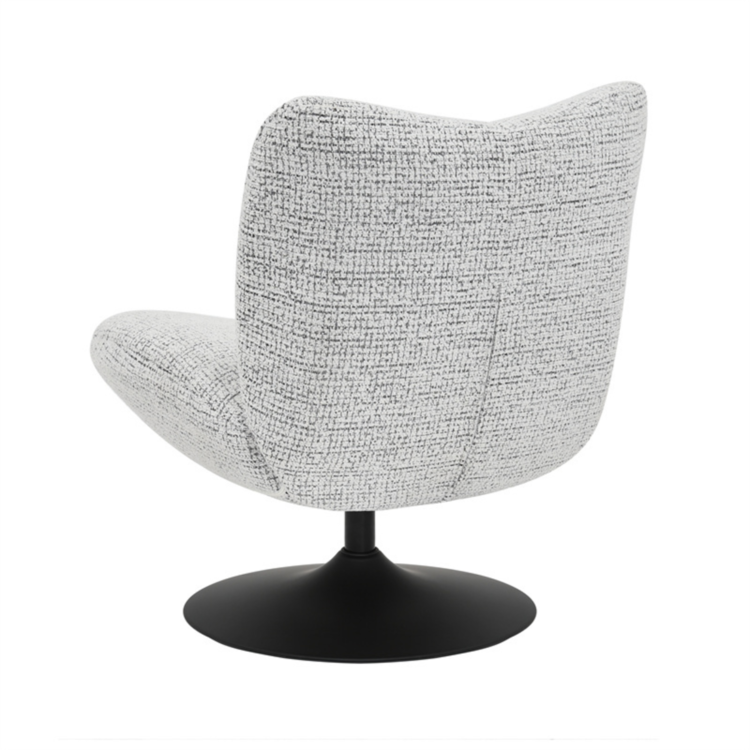 Draaifauteuil Moira gemêleerde stof off white/ zwart
