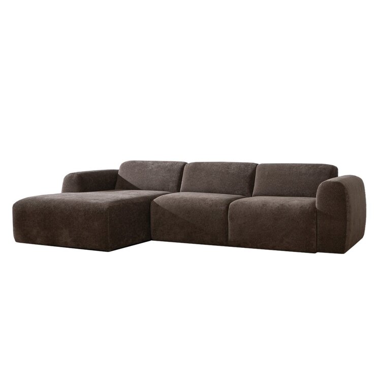 Hoekbank Maine chenille stof bruin links