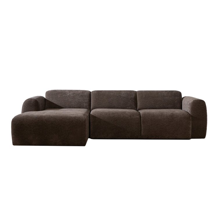 Hoekbank Maine chenille stof bruin links