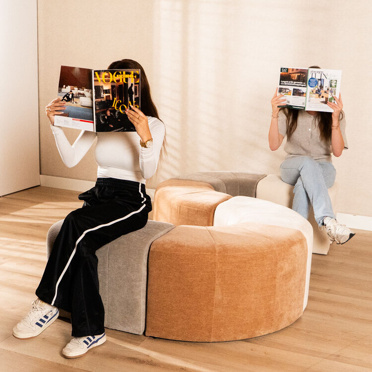 Modulaire hocker Seth chenille off white