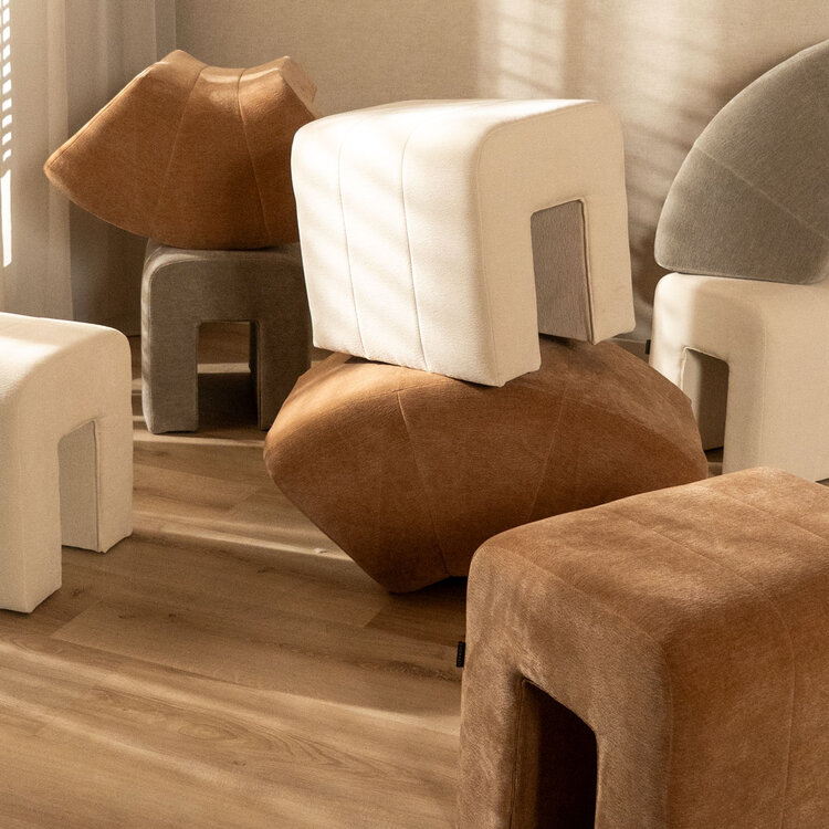 Modulaire hoekhocker Seth chenille off white