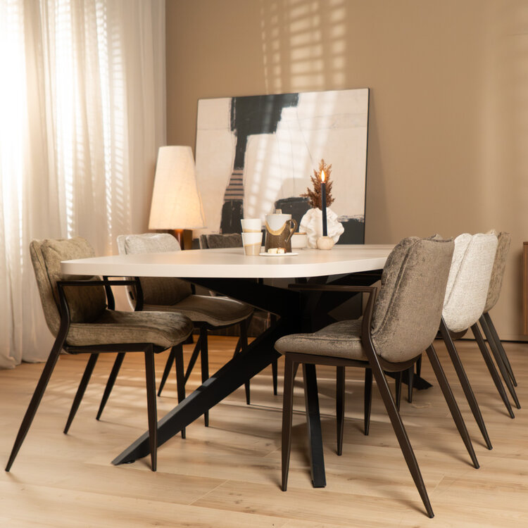 Velvet eetkamerstoel Trevi taupe