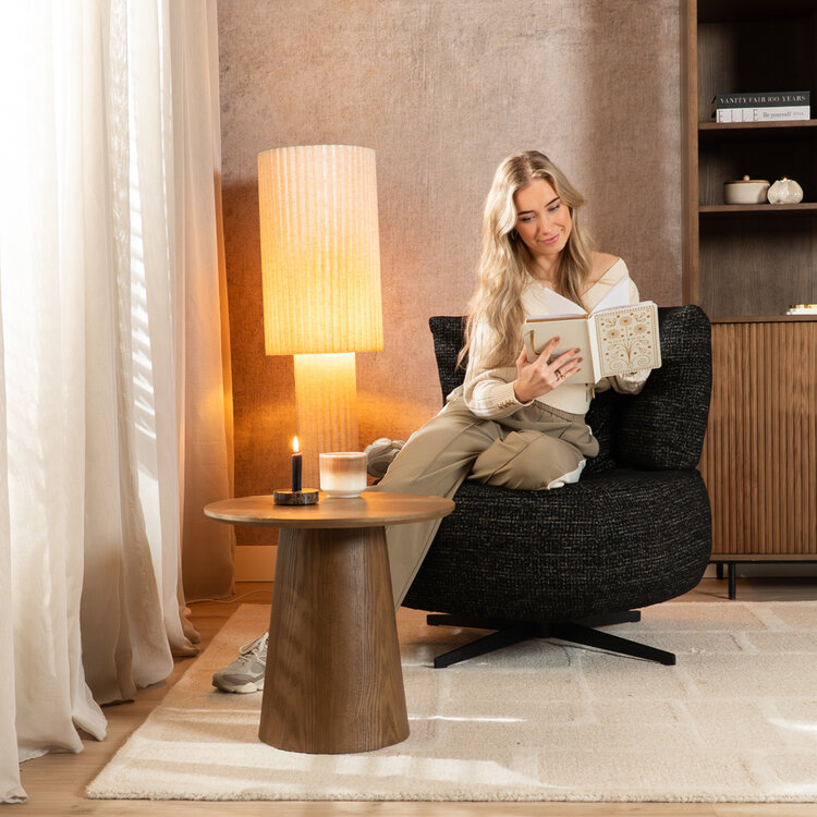 Fauteuil Fallon draaibaar gemêleerde stof beige