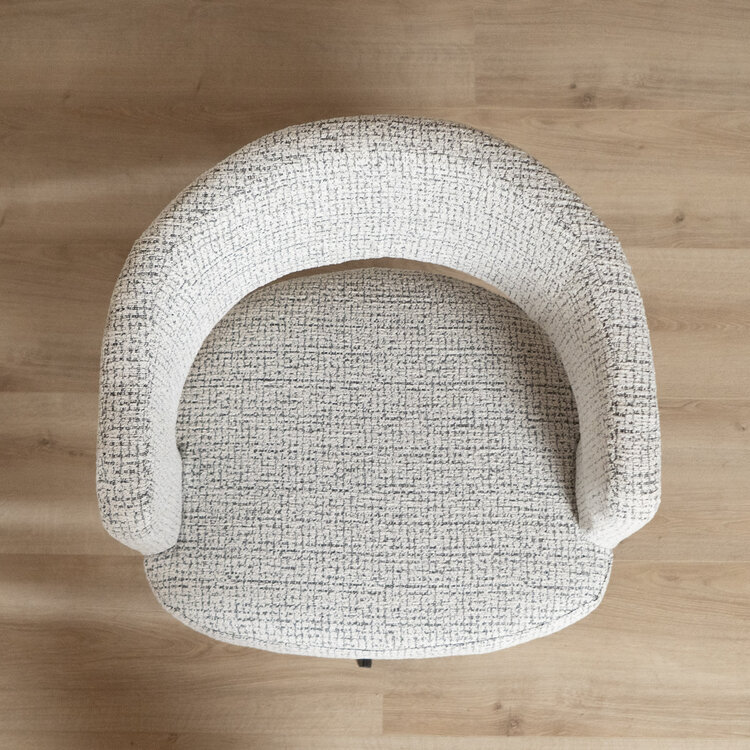 Draaifauteuil Gino gemêleerde stof off white/zwart