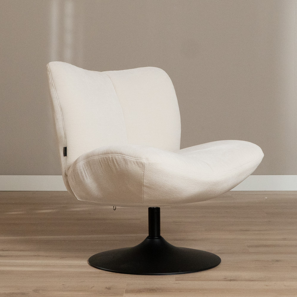 Draaifauteuil Lise chenille off white