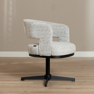 Draaifauteuil Gino gemêleerde stof off white/zwart