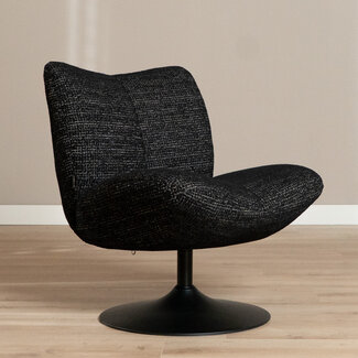 Draaifauteuil Moira gemêleerde stof zwart