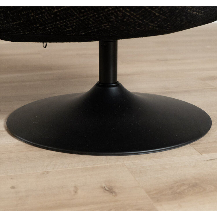 Draaifauteuil Moira gemêleerde stof zwart