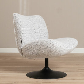 Draaifauteuil Moira gemêleerde stof off white/ zwart