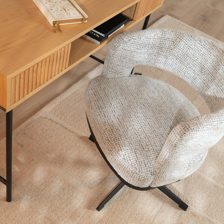 Draaifauteuil Gino gemêleerde stof off white/zwart