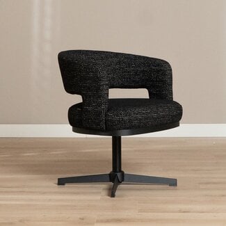 Draaifauteuil Gino gemêleerde stof zwart