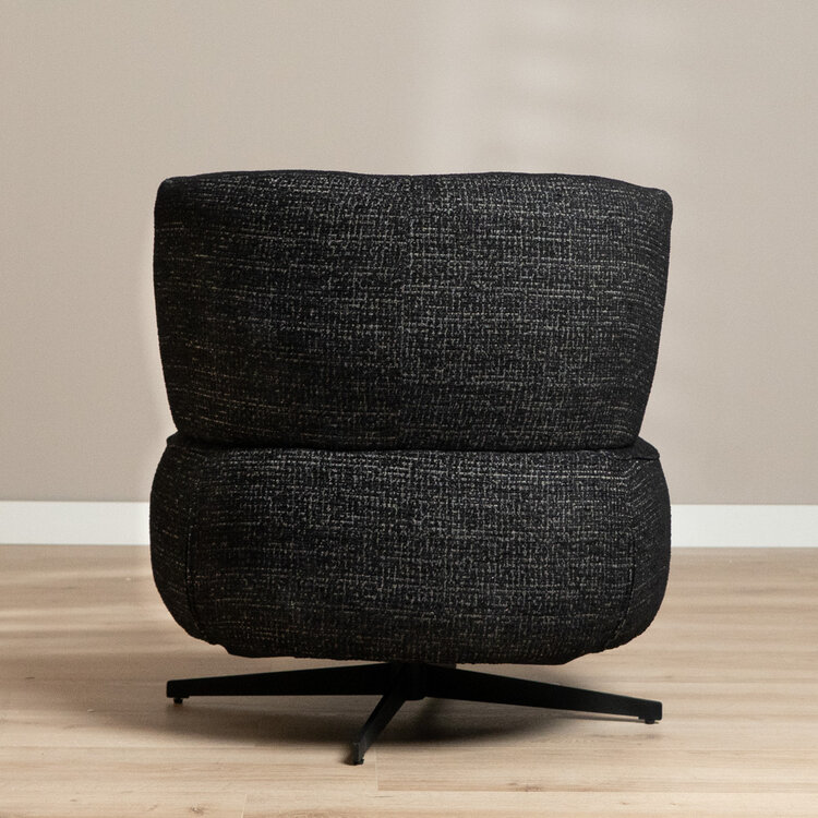 Fauteuil Fallon draaibaar gemêleerde stof zwart
