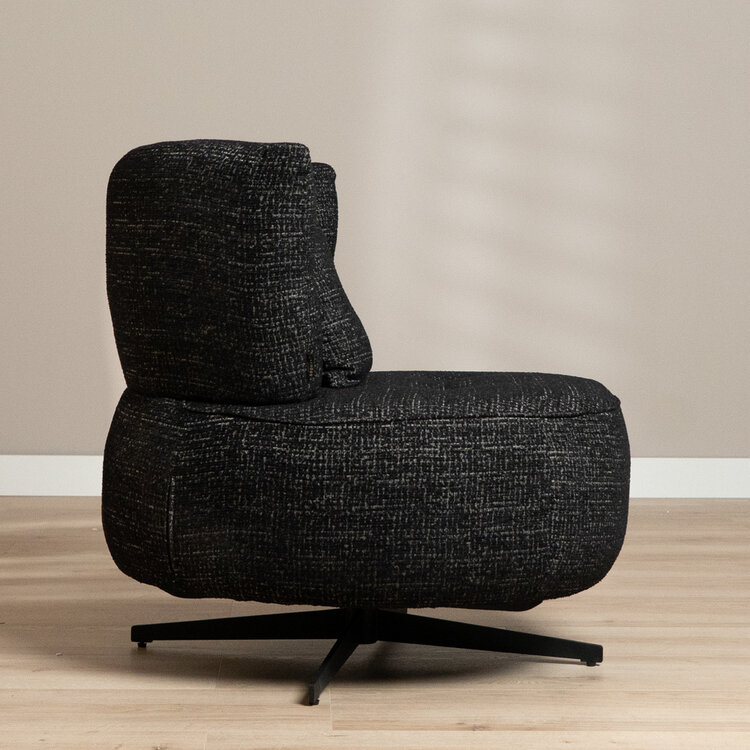 Fauteuil Fallon draaibaar gemêleerde stof zwart