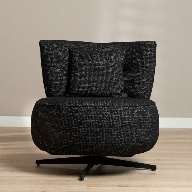 Fauteuil Fallon draaibaar gemêleerde stof zwart