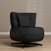 Fauteuil Fallon draaibaar gemêleerde stof zwart