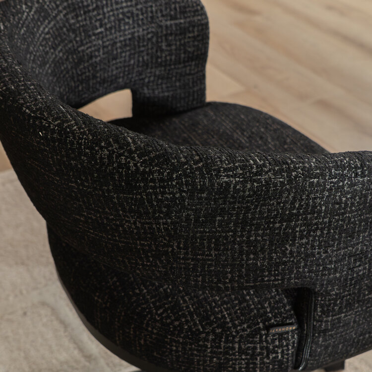 Draaifauteuil Gino gemêleerde stof zwart