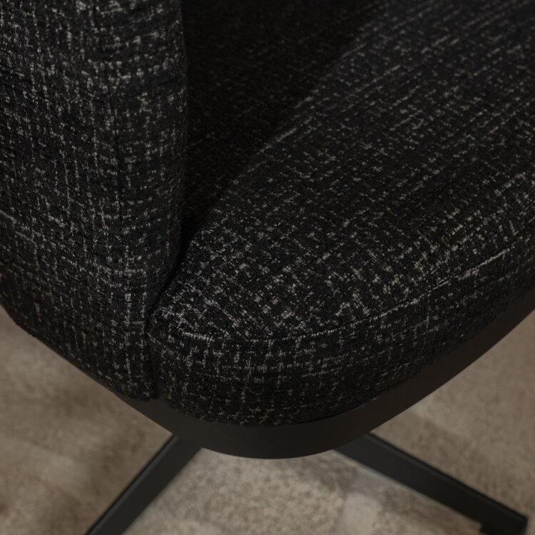 Draaifauteuil Gino gemêleerde stof zwart