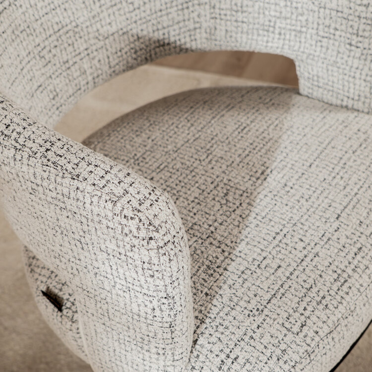 Draaifauteuil Gino gemêleerde stof off white/zwart