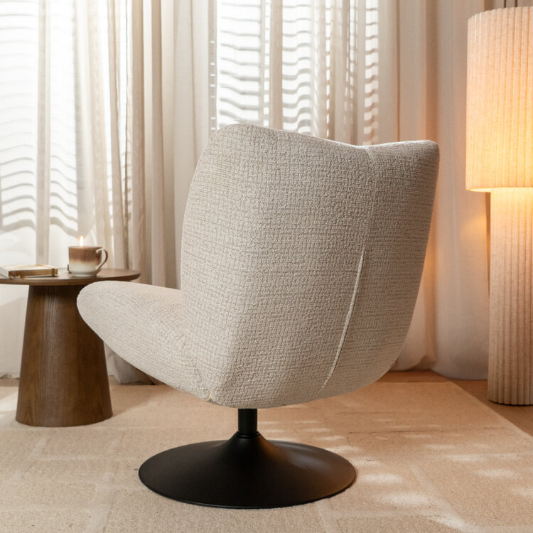 Draaifauteuil Moira gemêleerde stof beige