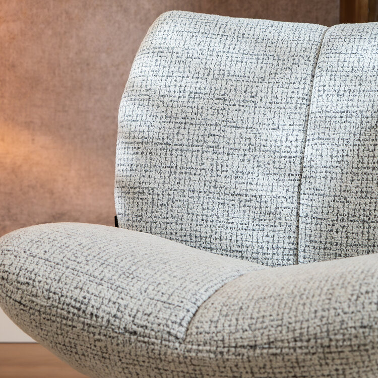 Draaifauteuil Moira gemêleerde stof off white/ zwart