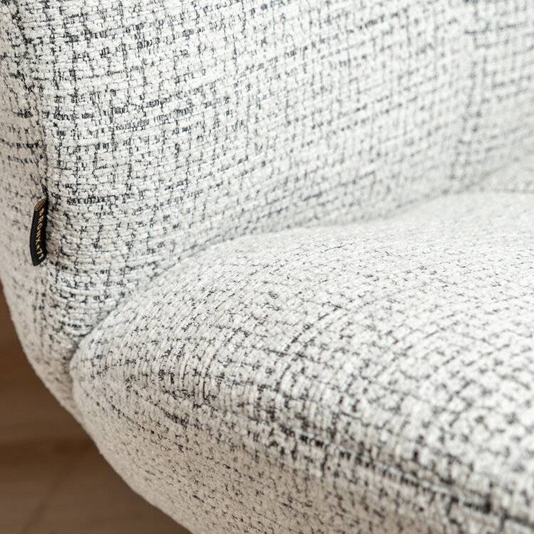 Draaifauteuil Moira gemêleerde stof off white/ zwart