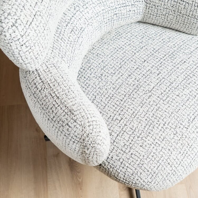 Eetkamerstoel Coco gemêleerde stof off white/zwart