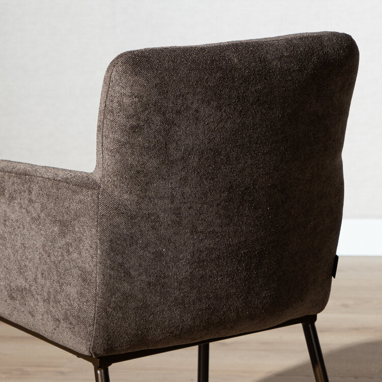 Eetkamerstoel met wieltjes Finn chenille bruin