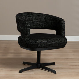 Draaifauteuil Gino gemêleerde stof zwart