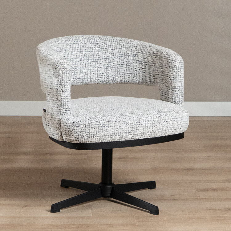 Draaifauteuil Gino gemêleerde stof off white/zwart