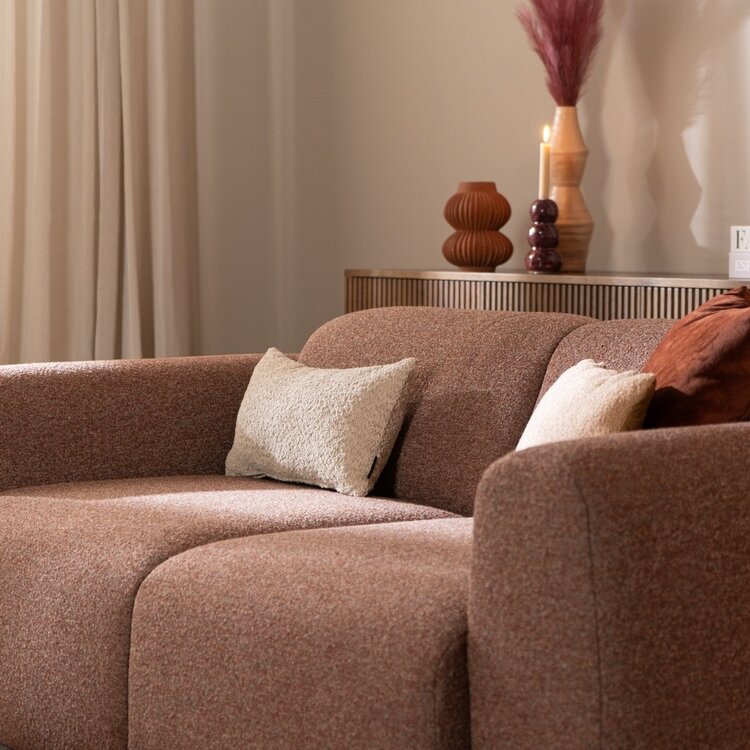 2,5-zits bank Maine bouclé stof rood/roze