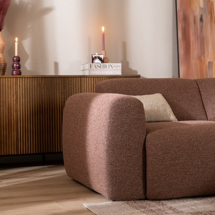 2,5-zits bank Maine bouclé stof rood/roze