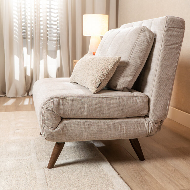 Slaapfauteuil Hanna gerecyclede stof beige