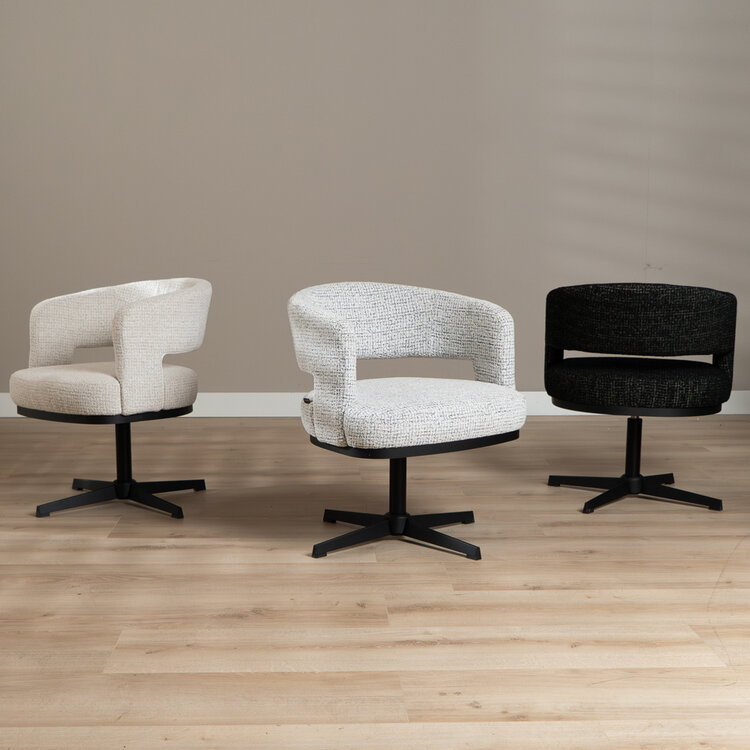 Draaifauteuil Gino gemêleerde stof beige