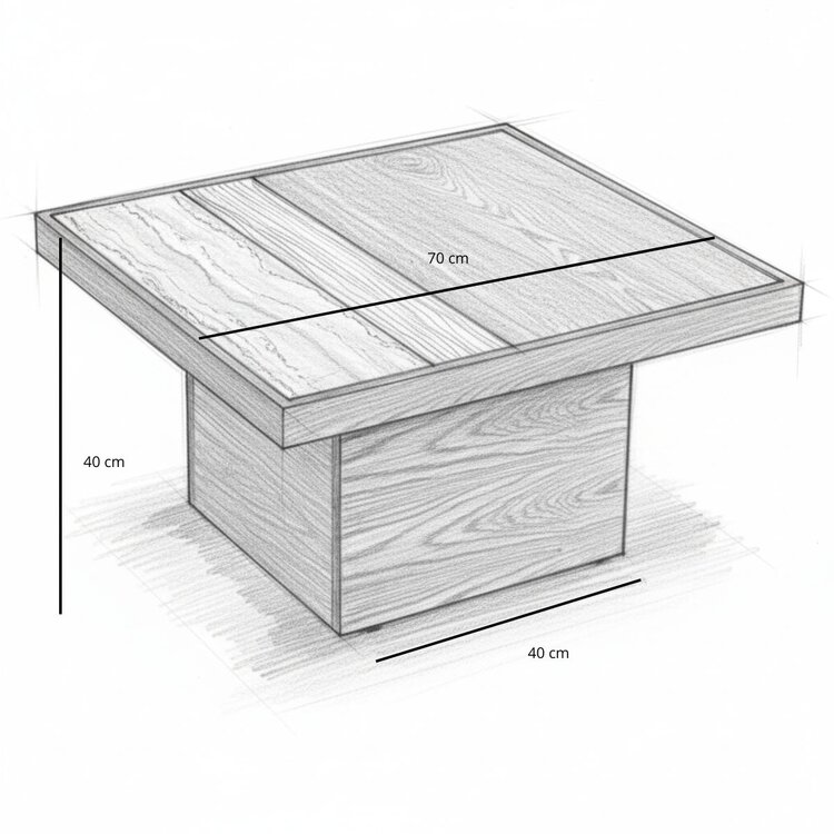 Salontafel Java 70x70 cm blank eiken