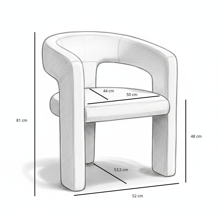 Scandinavische eetkamerstoel Bibi chenille off white