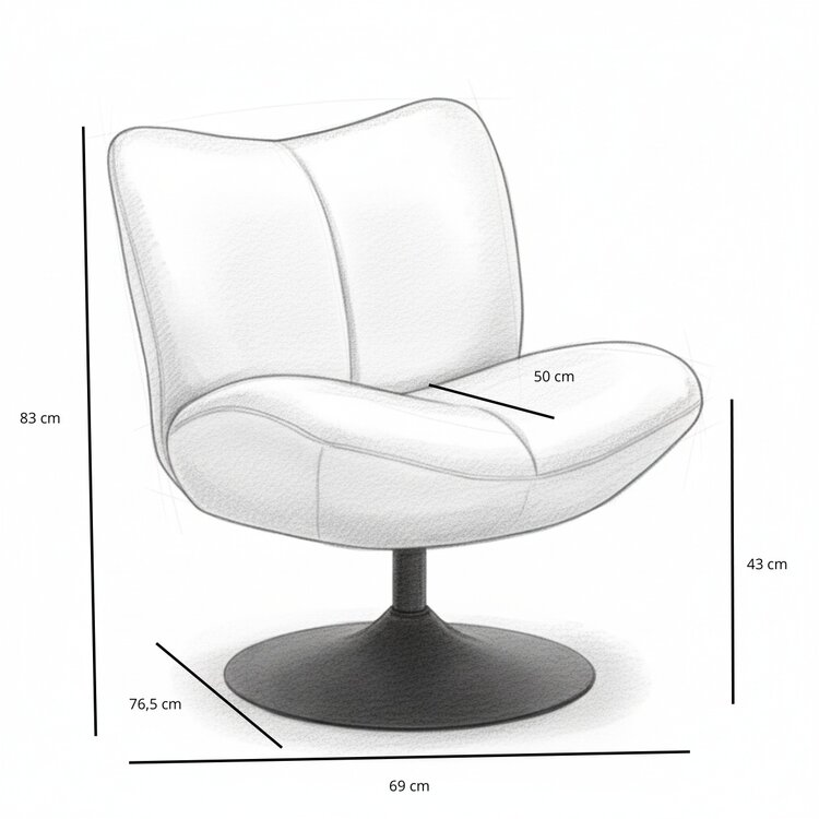 Draaifauteuil Lise chenille off white