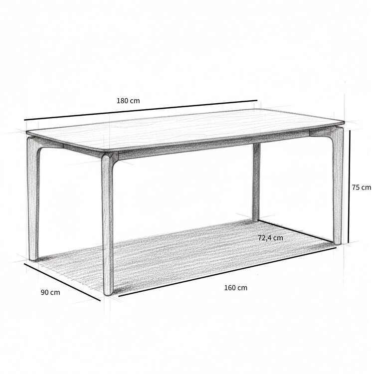 Scandinavische eettafel Cala naturel eiken 180 x 90 cm