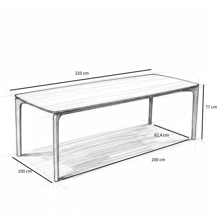 Scandinavische eettafel Cala naturel eiken 220 x 100 cm