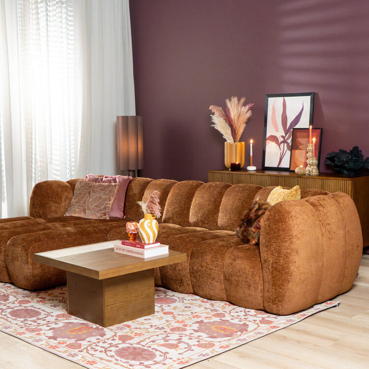 Hoekbank Luca chenille koper links