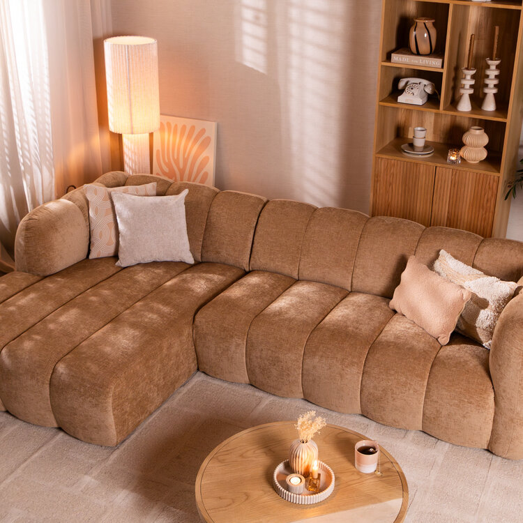 Hoekbank Luca chenille peach links